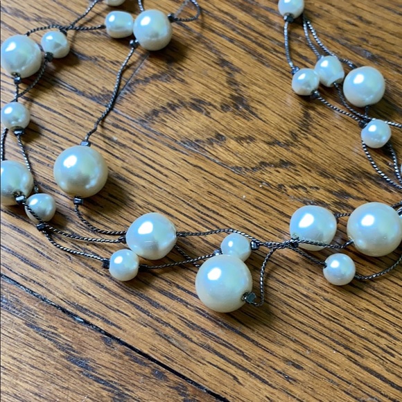 Three Strand Faux Pearl Necklace - Picture 2 of 2